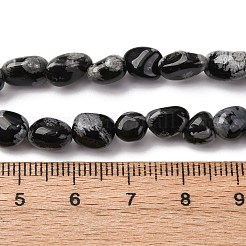 天然石スノーフレークオブシディアンビーズ連売り  ナゲット  タンブルストーン  6.5~10x5~7x4~6.5mm  穴：1mm  約46~53個/連  15.16''~15.75''（38.5~40センチメートル）&nbsp;G-K395-A04-01