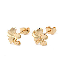 Flower Brass Stud Earrings Findings&nbsp;KK-K374-26G