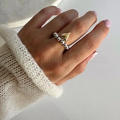 女性用ハート合金とCCBプラスチック製指輪  ストレッチリング  ゴールドカラー  内径：17mm&nbsp;FS-WGE19AF-02