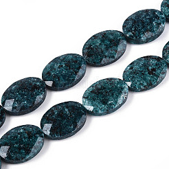 天然石セサミジャスパービーズ連売り  フラットオーバル  多面カット  18x13~13.5x5.5~6mm  穴：1.2mm  約11個/連  7.87インチ（20cm）&nbsp;G-S354-13x18-A04