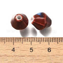 ヴィンテージスタイルの釉薬をかけた陶磁器ビーズ  多面カット双円錐形  暗赤色  11.5x10mm  穴：2mm&nbsp;PORC-H013-01-08