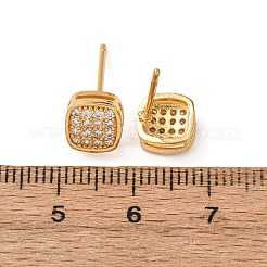 Brass Micro Pave Cubic Zirconia Stud Earrings&nbsp;EJEW-F418-01G-01