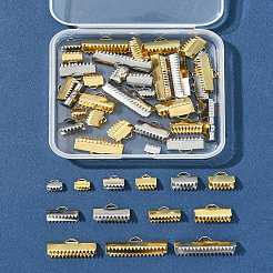 50Pcs 13 Styles 304 Stainless Steel Ribbon Crimp Ends&nbsp;STAS-FS0002-03