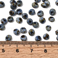 不透明なガラスビーズ  ロンデル  スチールブルー  0.18x0.18x0.14インチ（0.45x0.45x0.35cm）  穴：1.2mm  約560個/袋&nbsp;GL-CBA31A4-01G