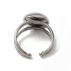 Non-Tarnish 304 Stainless Steel Cuff Ring Settings&nbsp;STAS-E202-02C-P