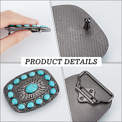 1Pc Rectangle Alloy & Synthetic Turquoise Buckles&nbsp;FIND-CL0002-38B