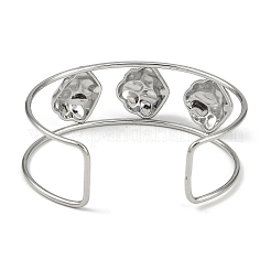 Non-Tarnish 304 Stainless Steel Wide Textured Open Cuff Bangles&nbsp;BJEW-Q348-05P-12