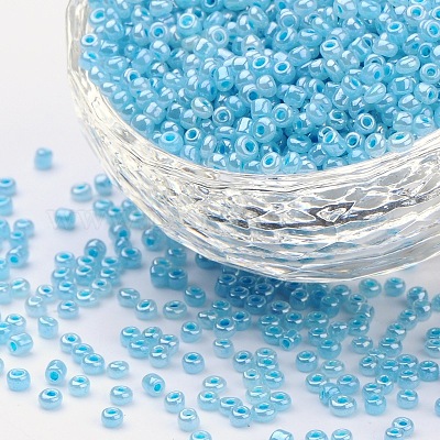 ガラスシードビーズ  セイロン  ラウンド  淡いターコイズ  2mm  穴：1mm  約6666個/100g&nbsp;X1-SEED-A011-2mm-143-1