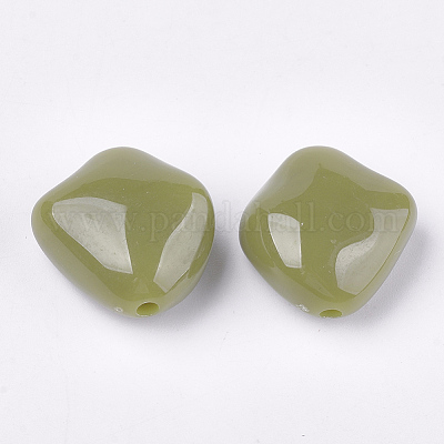 アクリルビーズ  ナゲット  オリーブ  23.5x23x12.5mm  穴：2.5mm  約125個/500g&nbsp;OACR-S029-058F-1