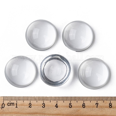 透明な半円形のガラスカボション  透明  24~25x11~12mm&nbsp;GGLA-R027-25mm-1