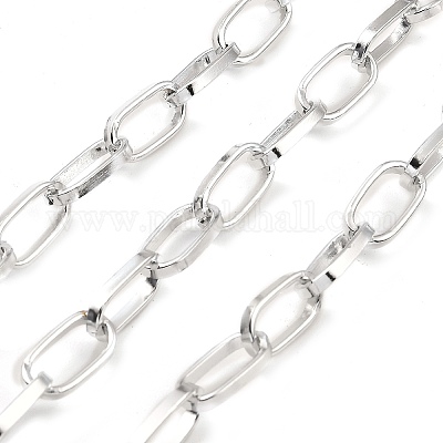 アルミアズキチェーン  溶接されていない  スプールで  プラチナ  15x8x2mm  約65.62フィート（20m）/ロール&nbsp;CHA-C002-05P-1