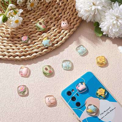 14Pcs 7 Styles Transparent Resin Cabochons&nbsp;CRES-SZ0001-36-1
