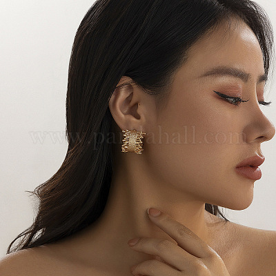 合金スタンドピアス  ゴールドカラー  リング  30x20mm&nbsp;FS-WG99CF6-07-1