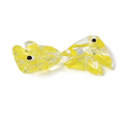 手作りランプワークビーズ  魚  きいろ  22.5~23x20~21.5x7.5~8.5mm  穴：1.6mm&nbsp;LAMP-H073-01D-1