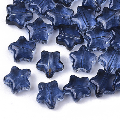 Transparent Spray Painted Glass Beads&nbsp;X-GLAA-N035-01-E02-1