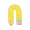 Acrylic Pendants, with Glitter Powder, Pencil, Yellow, 52.5x30x2mm, Hole: 1.8mm