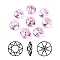 Pointed Back & Back Plated Glass Rhinestone Cabochons, Grade A, Faceted, Flat Round, Light Rose, 10x5mm