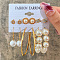 Alloy & Plastic Pearl & Rhinestone Earring Sets, Golden, 7~35mm, 6pairs/set