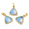 Rack Plating Brass with Synthetic Opal Pendants, Cadmium Free & Lead Free, Triangle, Light Sky Blue, 15x12.5x6mm, Hole: 5mm