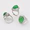 Dyed Natural Malaysia Jade Finger Rings, with Brass Ring Finding, Platinum, Oval, Size 8, 18mm