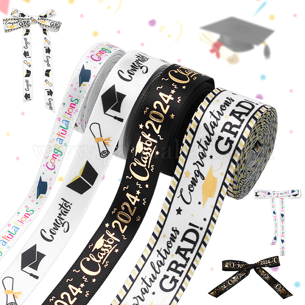 Wholesale 4 Roll 4 Styles Congrats Theme Polyester Graduation Caps ...
