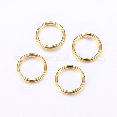 304 Stainless Steel Open Jump Rings, Round, Golden, 20 Gauge, 4x0.8mm, Inner Diameter: 2.5mm