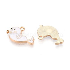 合金エナメルチャーム  カドミウムフリー＆ニッケルフリー＆鉛フリー  ライトゴールド  オットセイ  ホワイト  13.5x20x1.5mm  穴：1.6mm&nbsp;PALLOY-N170-028C-NR