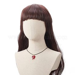 女性用ワックスコード付き樹脂メルティングハートペンダントネックレス  レッド  17.72インチ（45cm）&nbsp;NJEW-TA00068
