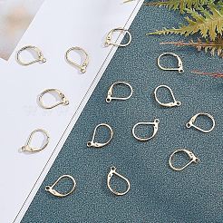PVD真空メッキ304ステンレス鋼フレンチフックピアス金具  カン付き  ゴールドカラー  16x10x0.8mm  ピン：0.7x0.6mm  穴：1mm  50個/箱&nbsp;STAS-UN0018-12G
