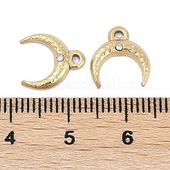 304ステンレススチールラインストーンチャーム  イオンプレーティング（ip）  ムーン  弓形  18KGP本金メッキ  10.5x11.5x2mm  穴：1mm&nbsp;STAS-I325-032G