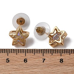 女性の真鍮スタッドピアス  スター＆ちょう結び  ゴールドカラー  11x11.5mm&nbsp;KK-CBA6599-02G