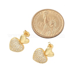 Brass Micro Pave Clear Cubic Zirconia Stud Earrings for Women&nbsp;EJEW-U034-01G-01
