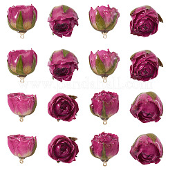 プリザーブドローズペンダント10個  バラの花のチャーム  マゼンタ  25~28x22~25x20~23mm  穴：1.5mm&nbsp;KY-TA0001-59B