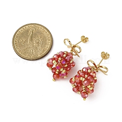 Christmas Bell Brass Dangle Stud Earrings&nbsp;EJEW-MZ00495-01