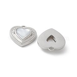 304ステンレスペンダント  ハートチャーム  シェルと  ステンレス鋼色  15x15x4mm  穴：1.5mm&nbsp;STAS-Z122-19P