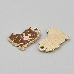 亜鉛合金エナメルペンダント  動物チャーム  ゴールドカラー  犬  17x12x1.5mm  穴：1.6mm&nbsp;FIND-CJC0437-026G-07