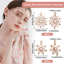 12Pcs 2 Styles Brass Micro Pave Clear Cubic Zirconia Pendants&nbsp;KK-BBC0005-71