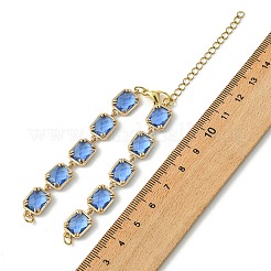 Brass Glass Rectangle Link Bracelet Making&nbsp;AJEW-JB01649