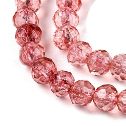 透明ガラスビーズ連売り  ファセット（32ファセット）  ロンデル  クリムゾン  4x3.5mm  穴：0.8mm  約105~110個/連  38~39cm&nbsp;X-GLAA-T023-4mm-A13