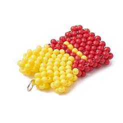 ガラスシードビーズのフライドチップペンダント  304ステンレススチールループ付き  ミックスカラー  28x22x5mm  穴：3mm&nbsp;PALLOY-MZ00536