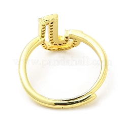Mixed Color Enamel Initial Letter Adjustable Ring with Clear Cubic Zirconia&nbsp;RJEW-P045-01G-J