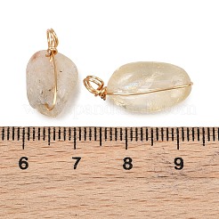 20 個の天然シトリンペンダント  18KGP本金メッキの環境に優しい銅線で包まれています  ナゲットチャーム  27.5~32x11~13x6.5~12mm  穴：3mm&nbsp;FIND-DC0001-72