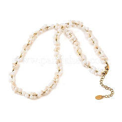 304 Stainless Steel & Imitation Pearl Woven Round Beaded Necklaces for Women&nbsp;SA-CBAAFEE-02G
