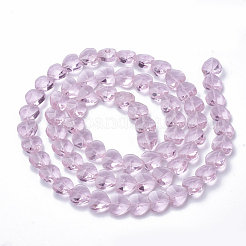 透明ガラスビーズ  多面カット  ハート  パールピンク  14x14x8.5mm  穴：1mm&nbsp;GLAA-Q066-14mm-A16