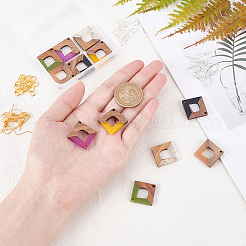 DIY 6 Pairs Rhombus Resin & Walnut Wood Earring Makings&nbsp;DIY-FH0001-94