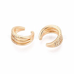 Brass Micro Pave Clear Cubic Zirconia Cuff Earrings&nbsp;EJEW-T047-54G