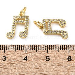 真鍮マイクロパヴェクリアキュービックジルコニアペンダント  音符チャーム  18KGP本金メッキ  13.5x10.5x2mm  穴：3mm&nbsp;KK-D221-16G