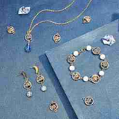 28pcs 7 colors Glass Connector Charms&nbsp;GLAA-PH0002-56P