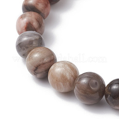 Natural Petrified Wood Round Stretch Bracelets&nbsp;BJEW-JB12610-02
