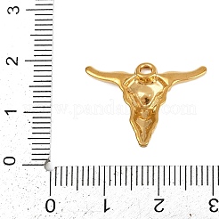 304ステンレスペンダント  牛の頭蓋骨のチャーム  ゴールドカラー  19x23x4mm  穴：1.6mm&nbsp;LS-STAS-P402-04B-G